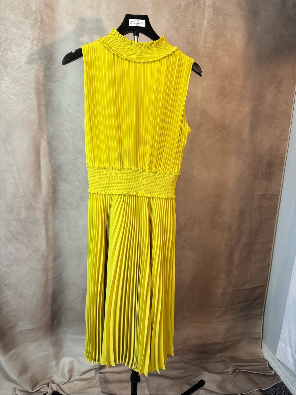 Nanette Lepore Yellow Pleated Midi Dress Size 6
